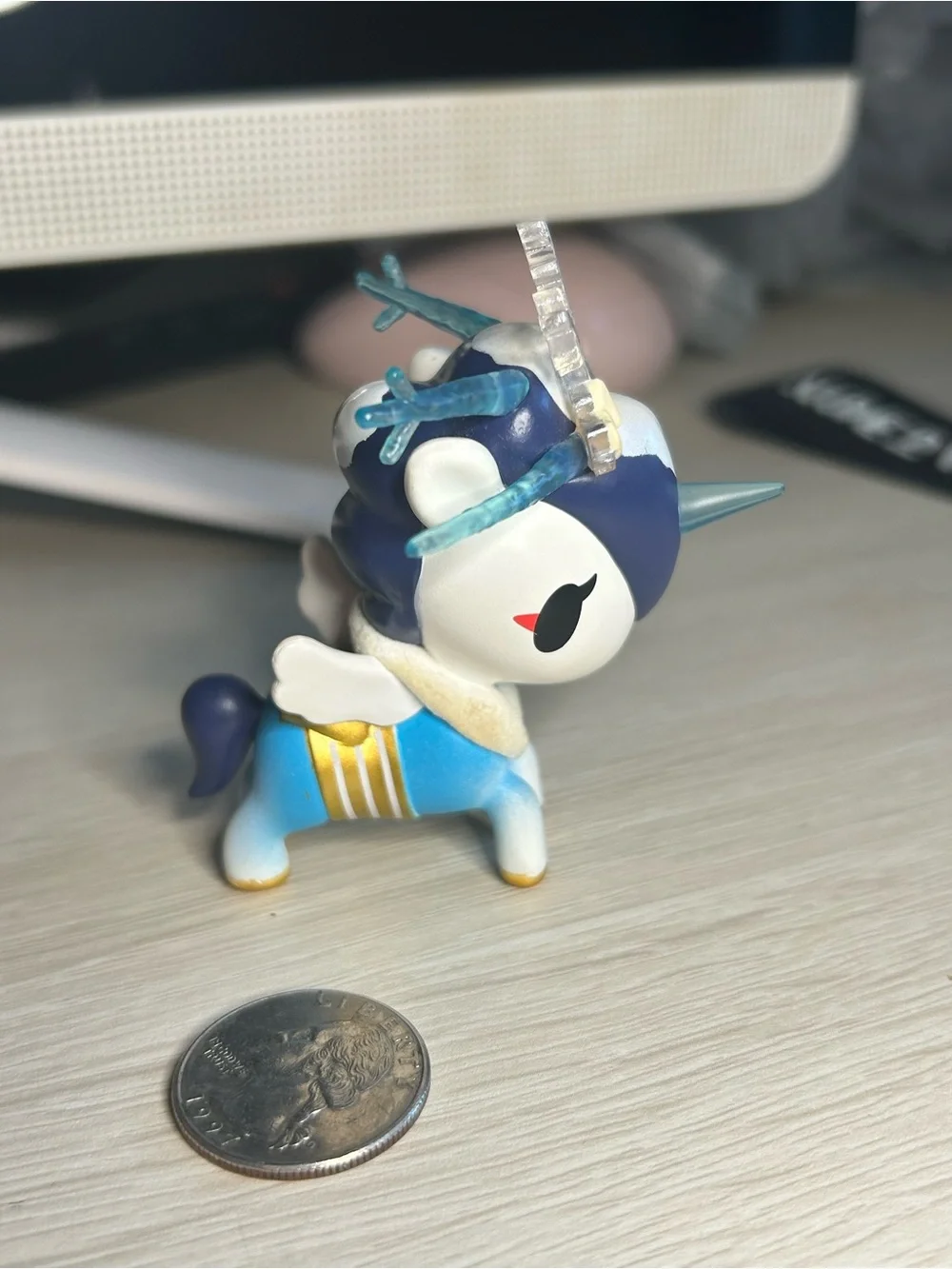 tokidoki Blue & White Ice Unicorn Figurine with Gold Accents